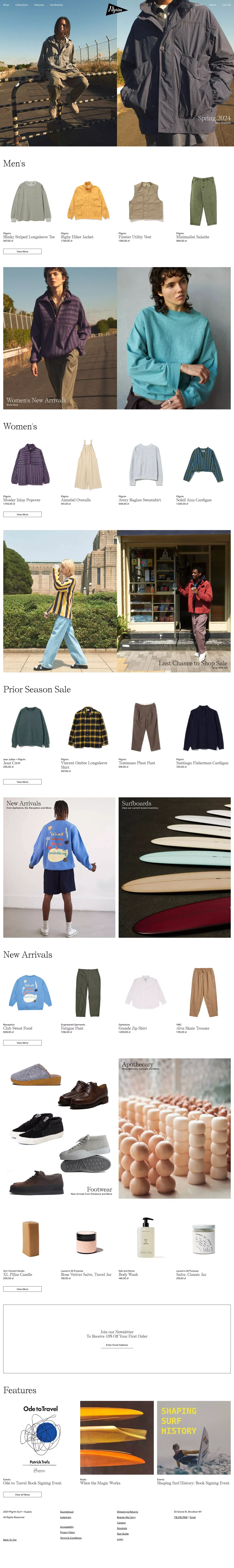Pilgrim Surf Supply - Ecommerce design