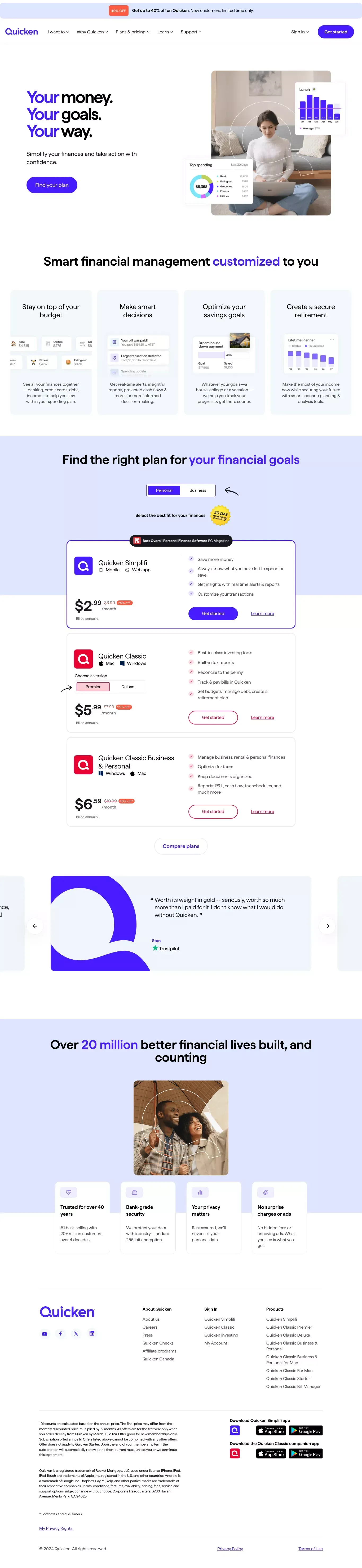 Quicken - Landing design