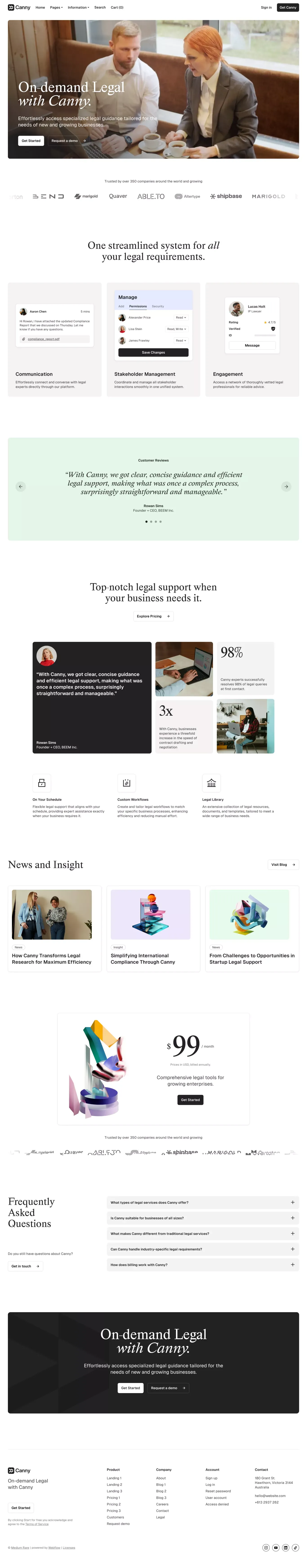 Canny - Webflow HTML Website Template - Template design