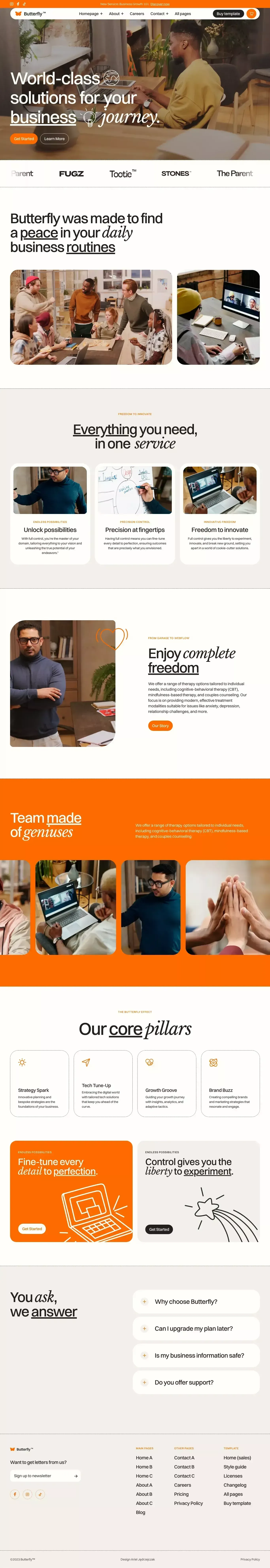 Butterfly - Webflow Ecommerce website template - Template design