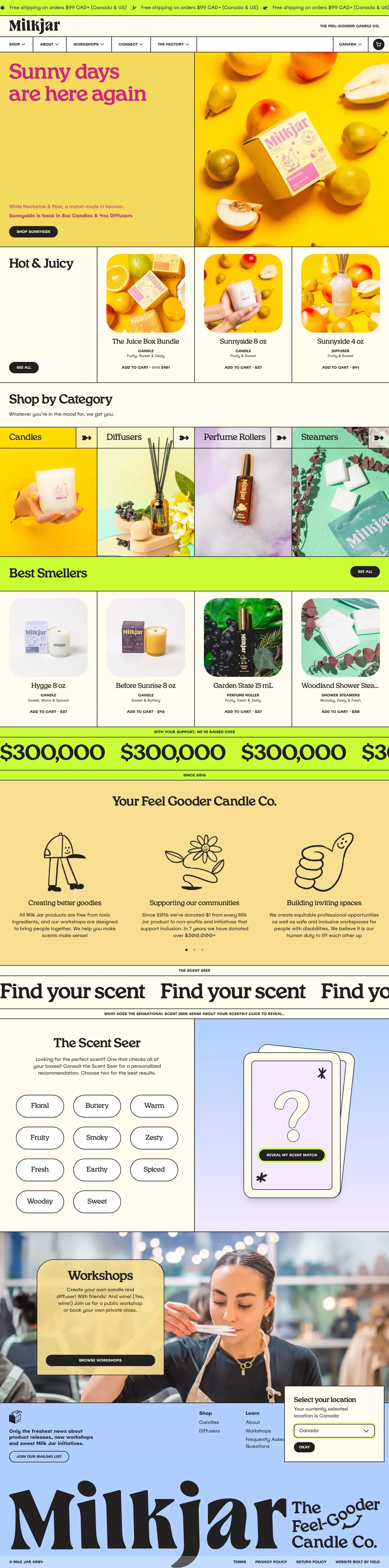 Amazingly Scented Soy Candles - Official shop | Milk Jar Candle Co. - Ecommerce design