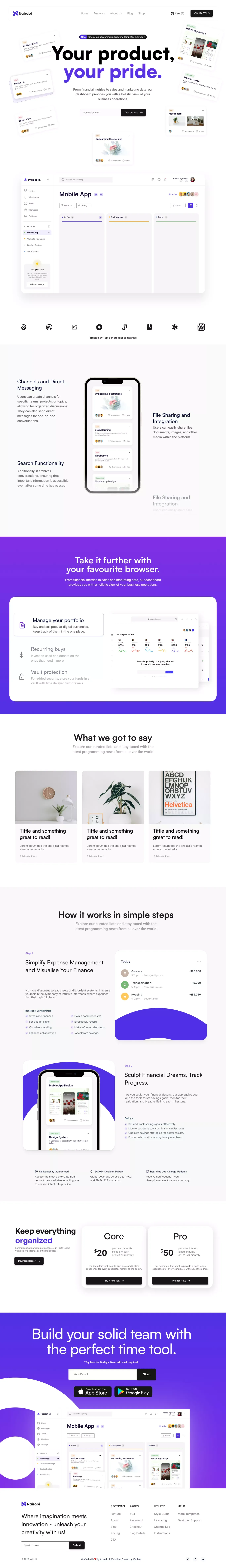 Nairobi - Webflow Ecommerce website template - Landing design