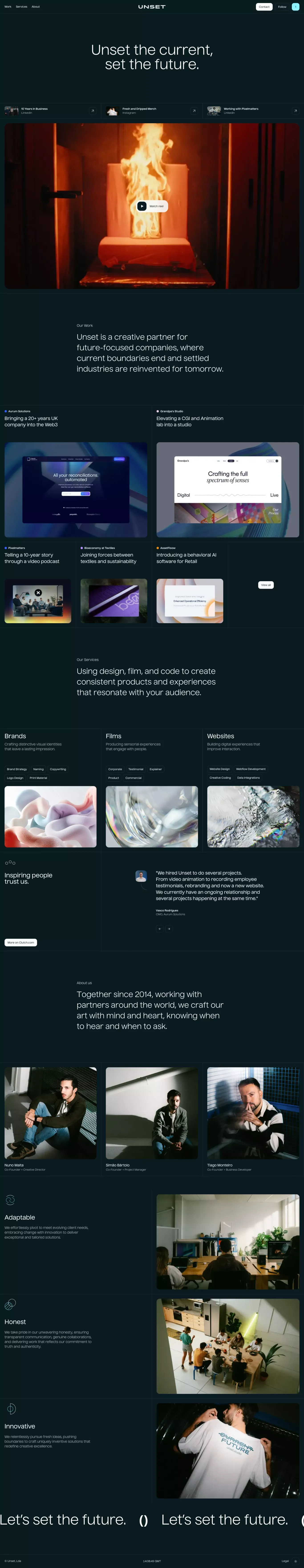 Unset Studio | Brands, Films and Websites - Portfolio design