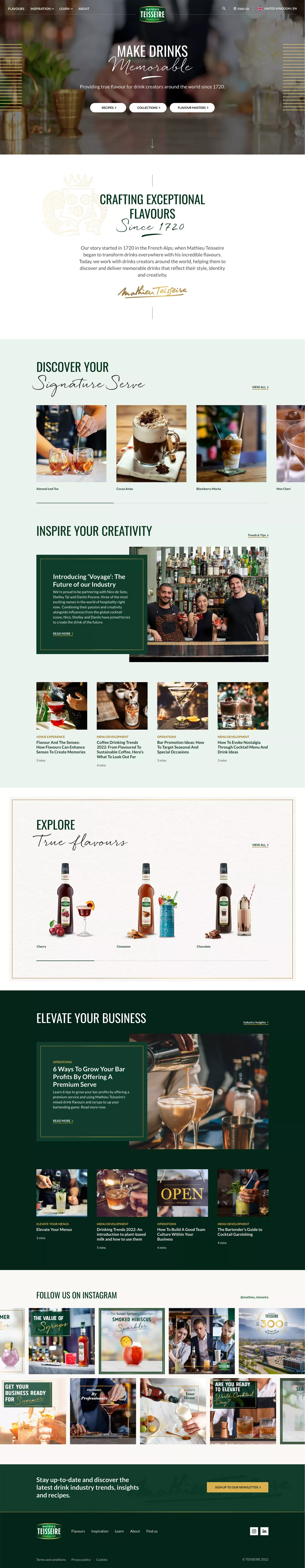 Syrups & Flavours | Make Memorable Drinks | Mathieu Teisseire - Ecommerce design