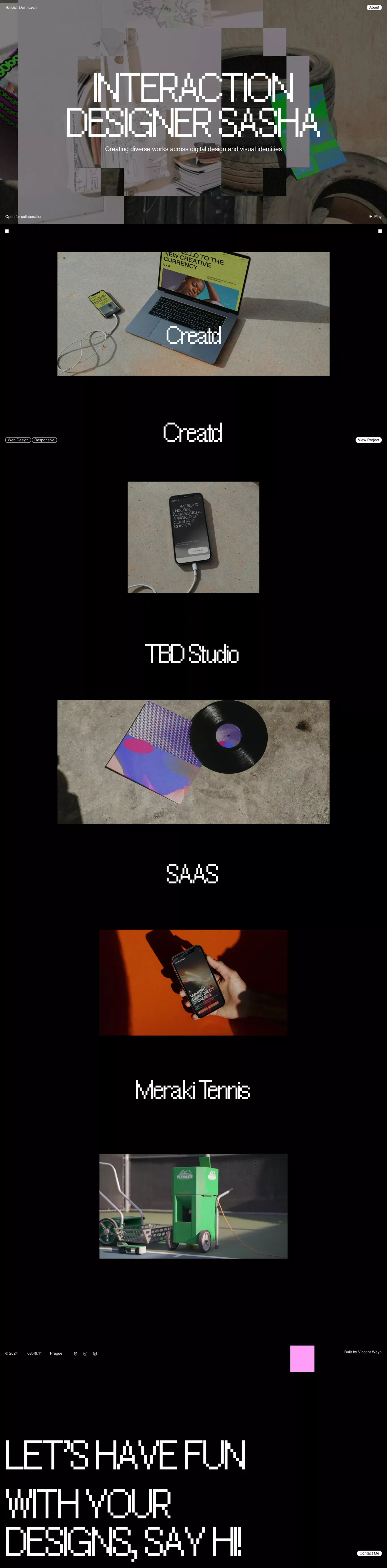 Interaction designer Sasha - Portfolio design