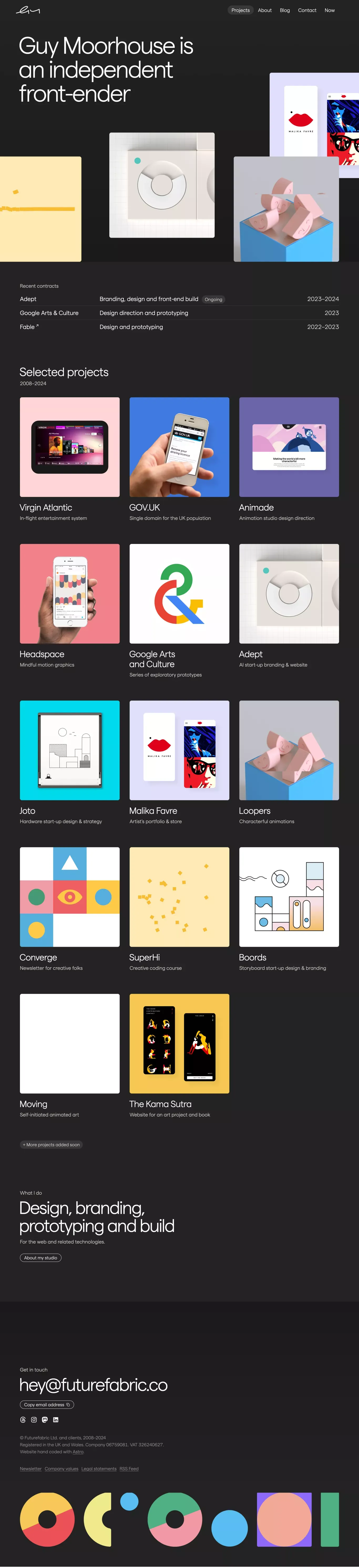 Guy Moorhouse — Design, branding, prototyping and build - Portfolio design