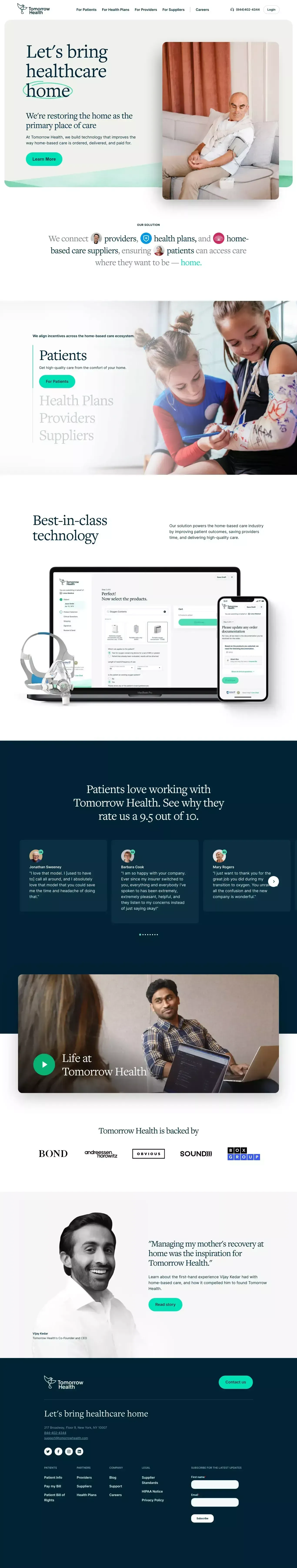 Tomorrow Health - Landing design