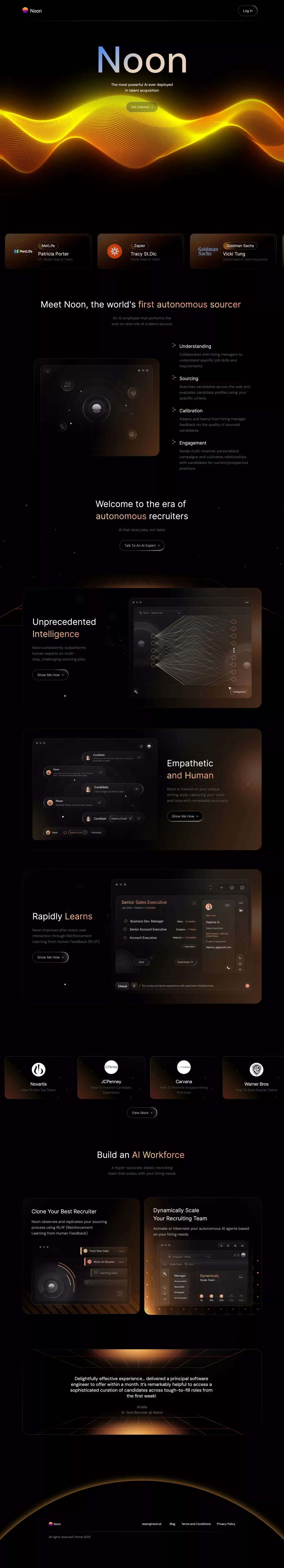 Noon | An AI teammate for every recruiting team - Landing design