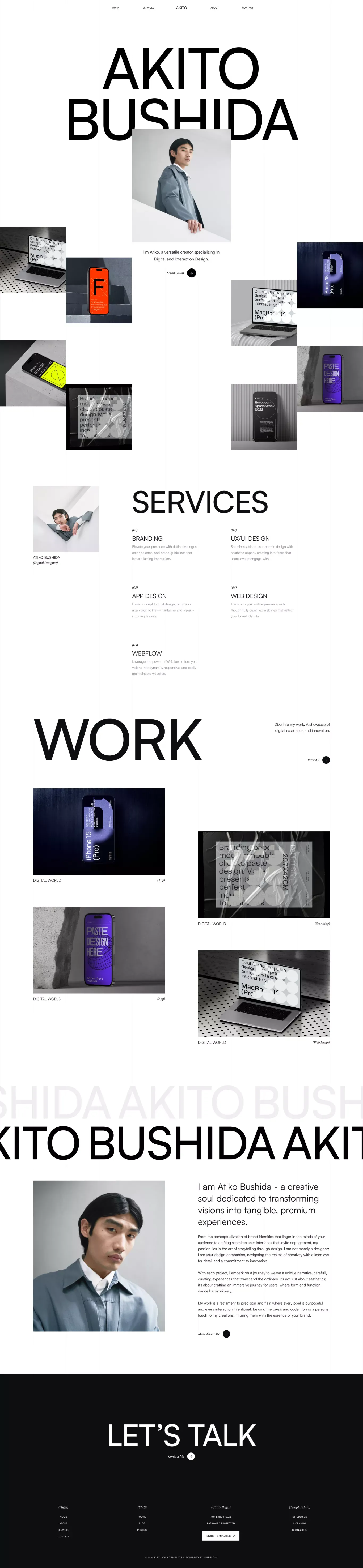 Akito - Webflow Ecommerce Website Template - Template design