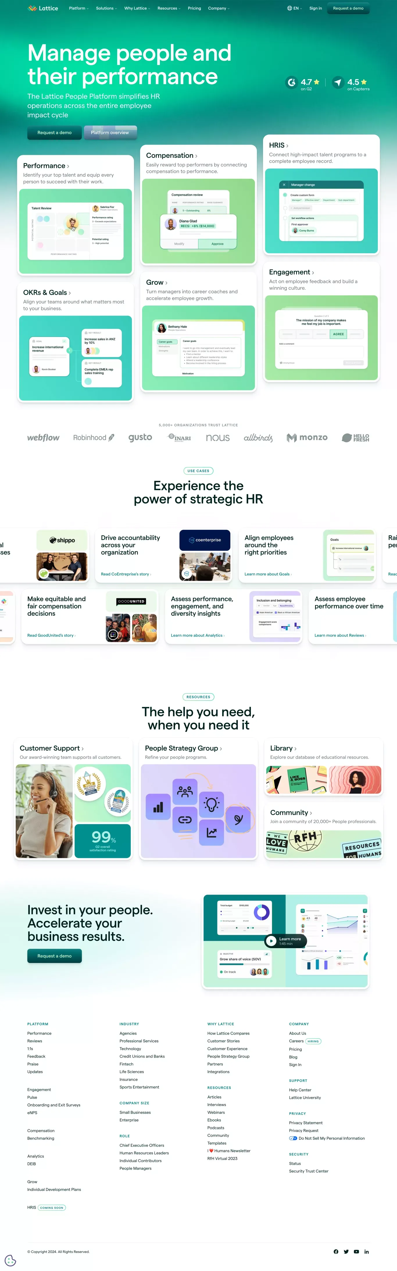 People Management Platform | Performance and Engagement Software | Lattice - Landing design