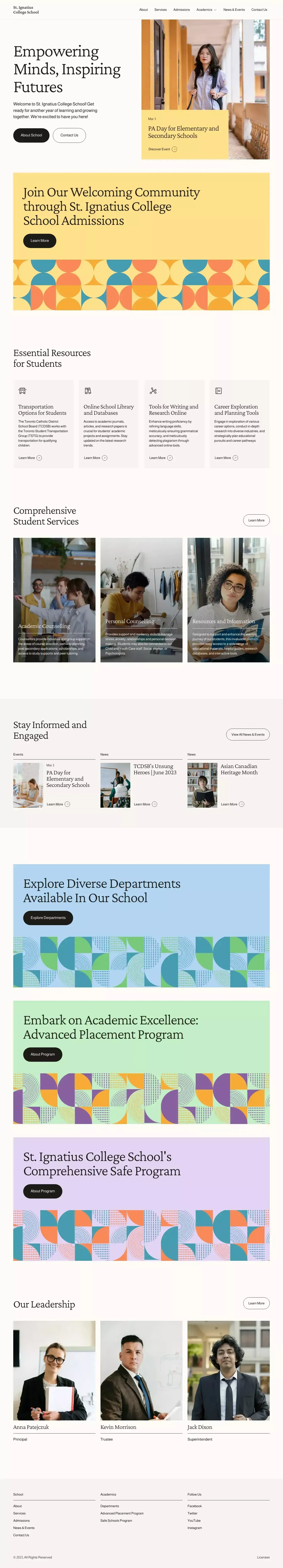 Ignatius School — Webflow HTML website template - Template design
