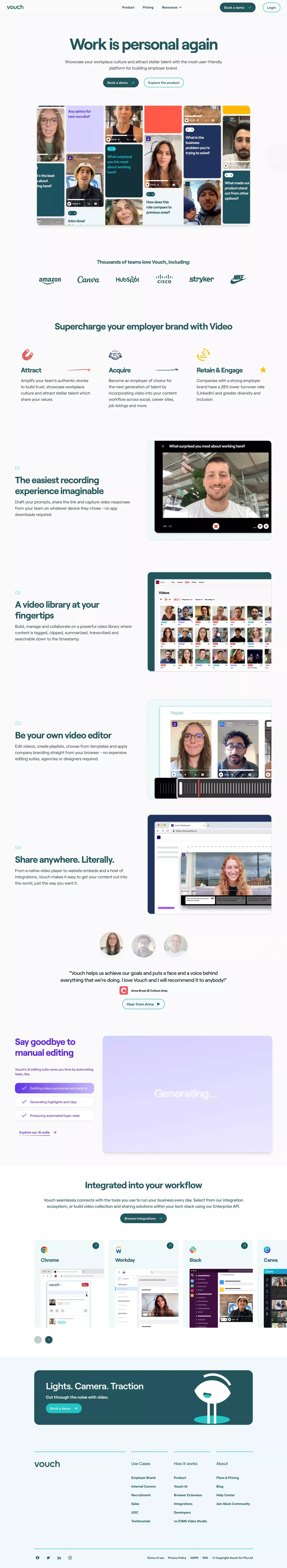 Work is personal again | Vouch - Landing design