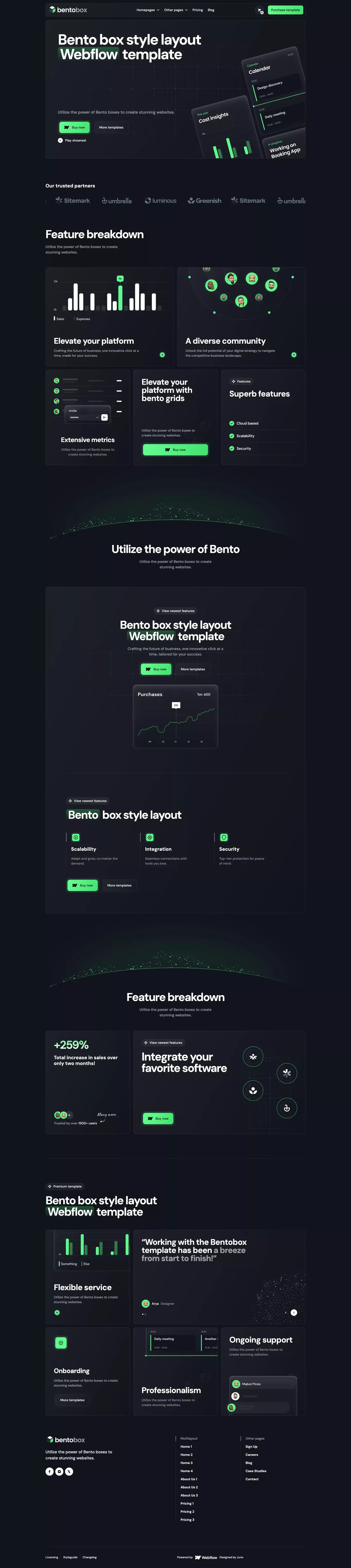 Bentobox - Webflow Ecommerce website template - Template design