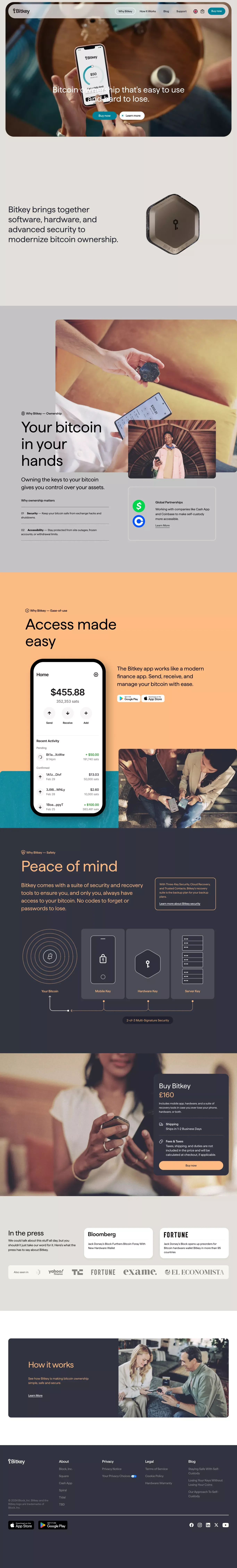 Bitkey: Self-custody bitcoin wallet - Landing design