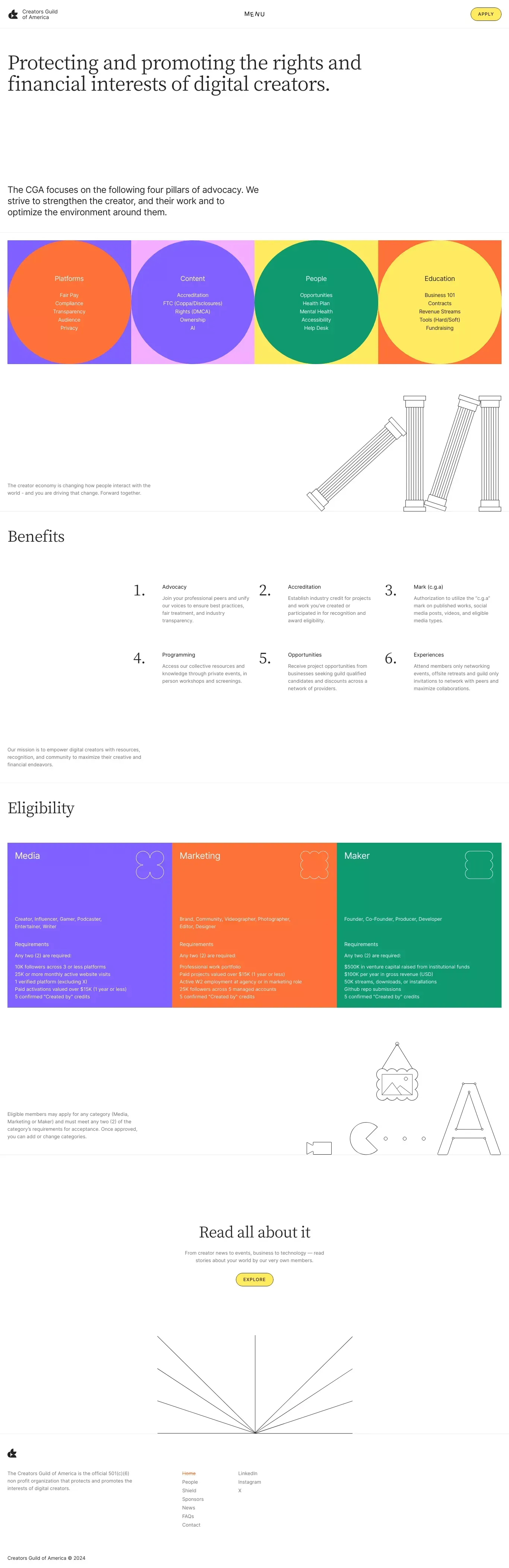 Creators Guild of America - Portfolio design