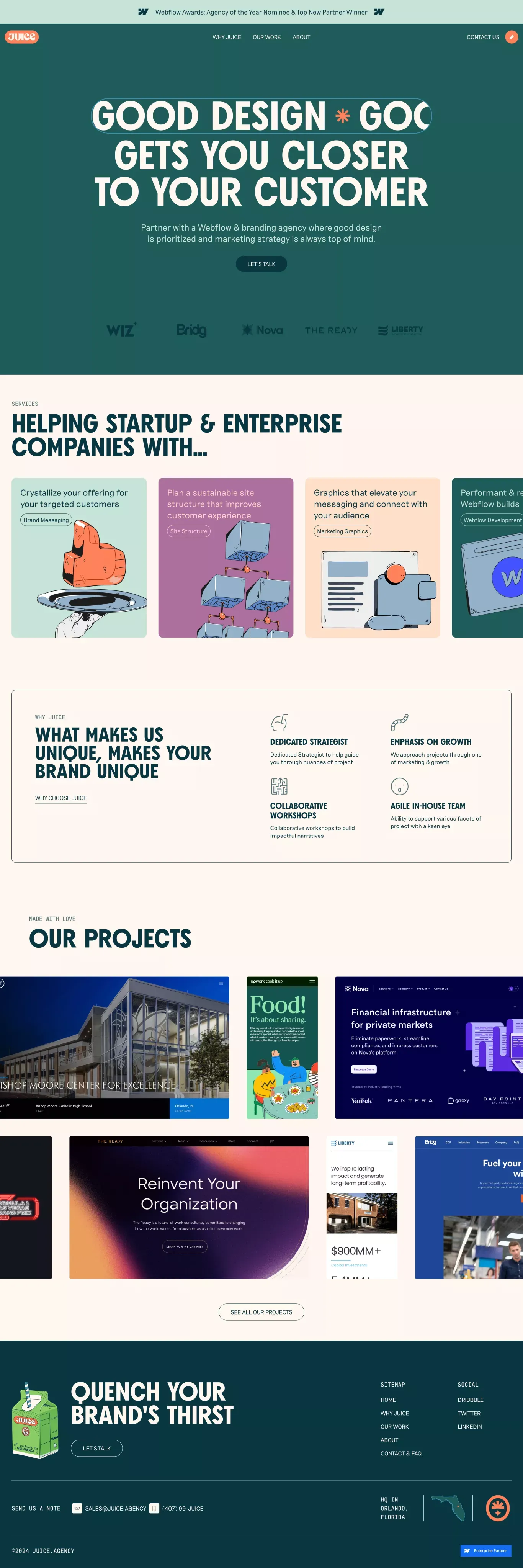 Webflow Agency, Branding & Web Design in Orlando, FL - Landing design