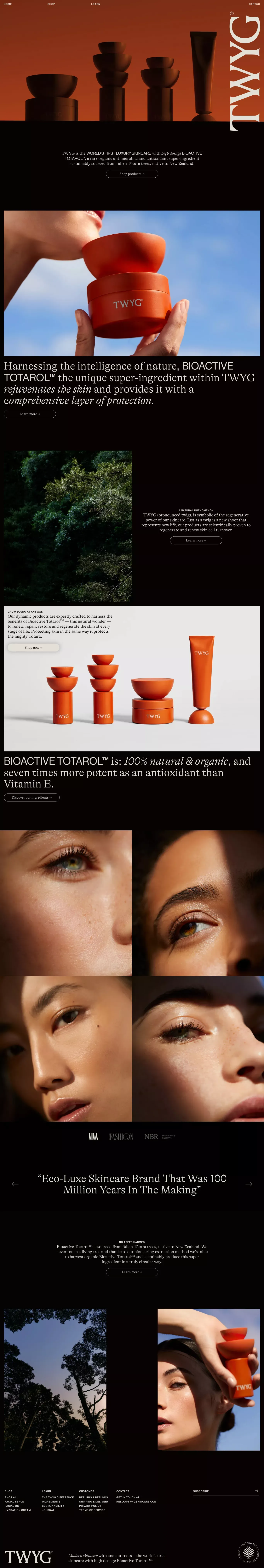 Scientifically Proven, Natural New Zealand Skincare | TWYG Skincare – TWYG skincare - Landing design