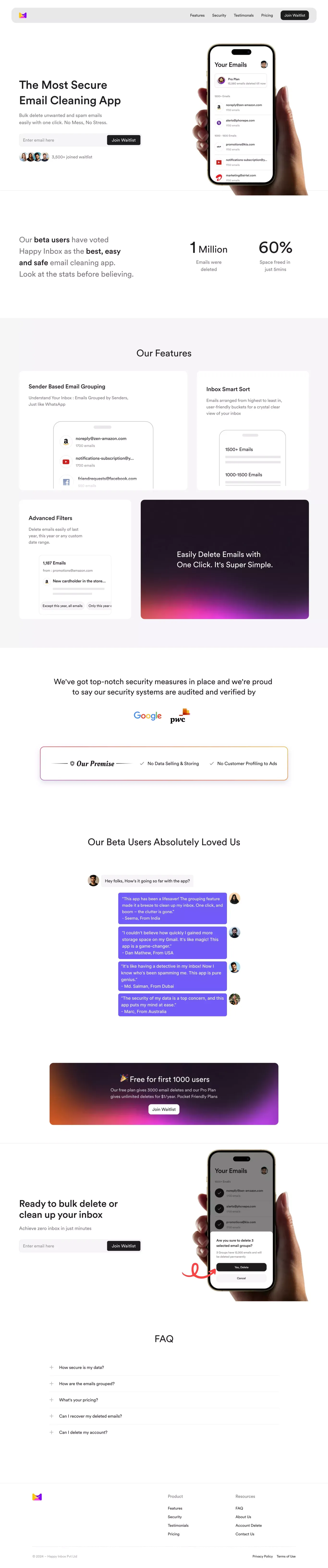 Happy Inbox - Landing design