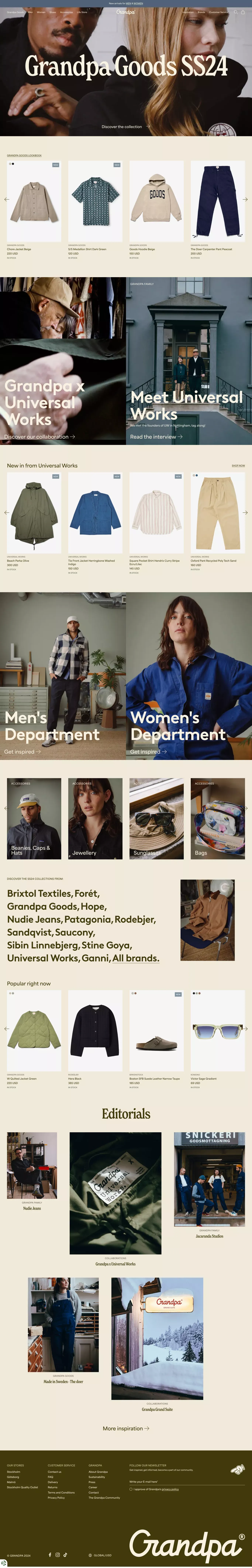 Grandpa - Good people, good products, good impact - Ecommerce design