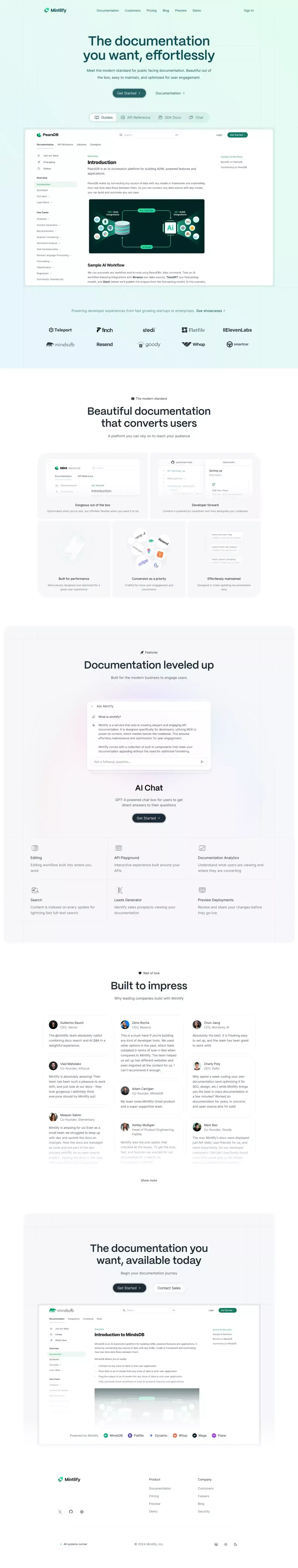 Mintlify - The modern standard for documentation - Landing design