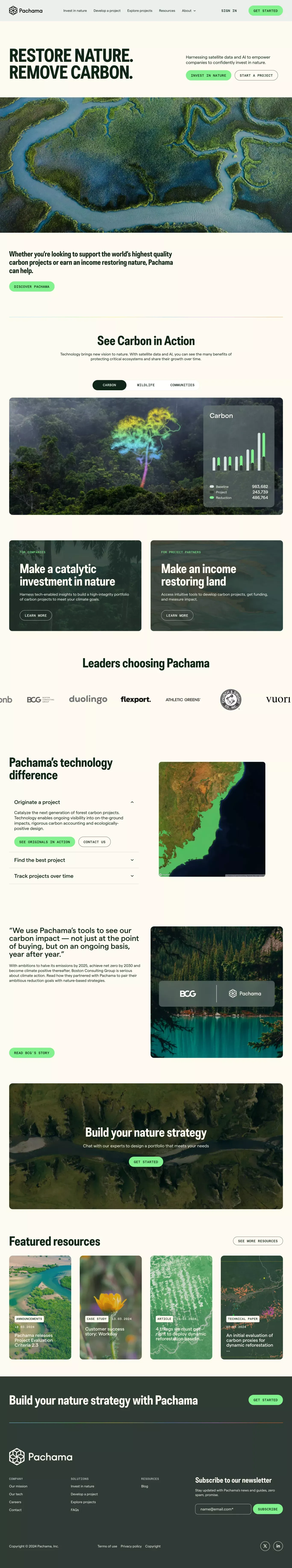 Pachama | Restore nature. Remove carbon. - Landing design