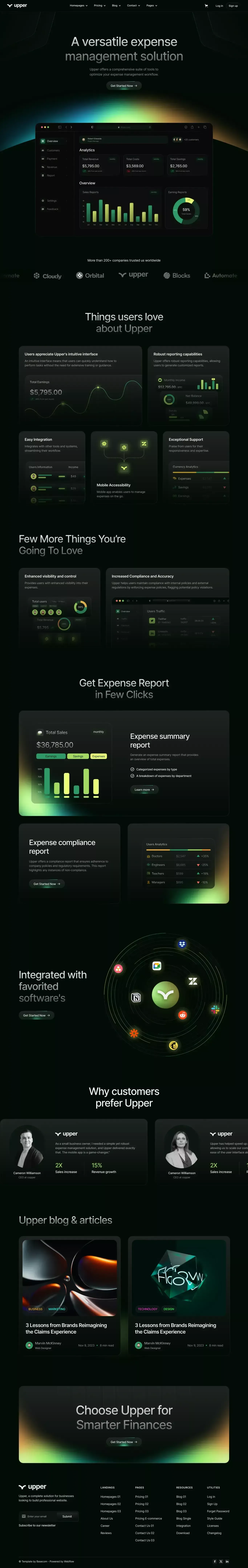Upper - SaaS Webflow Template - Template design