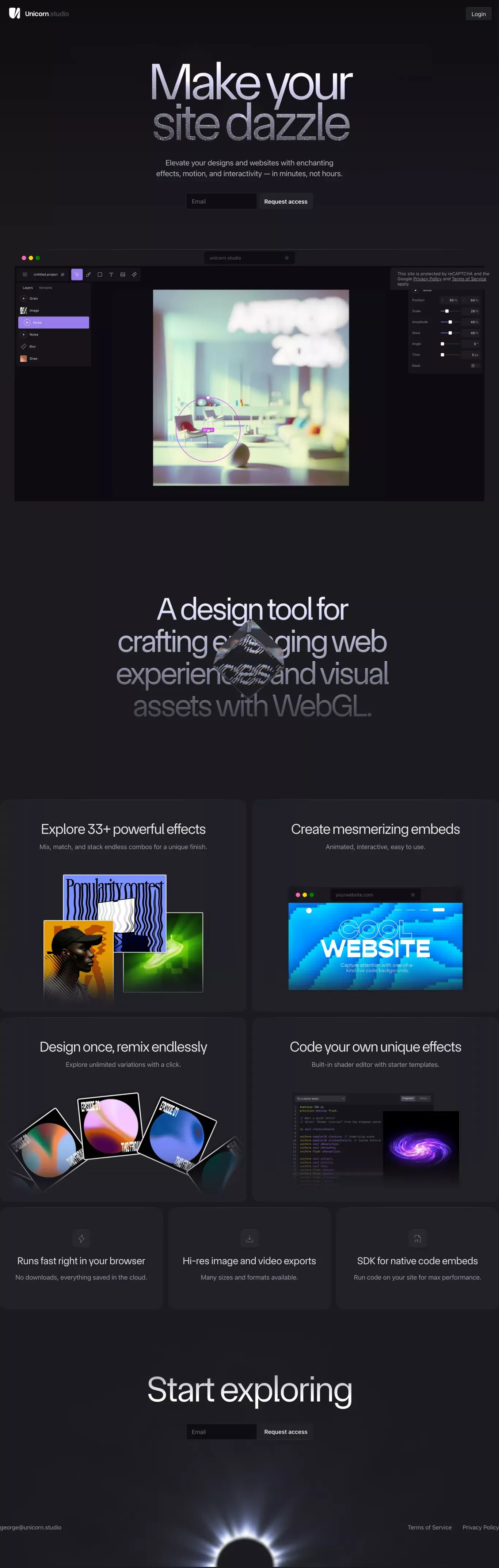 Unicorn Studio — WebGL design tool - Landing design