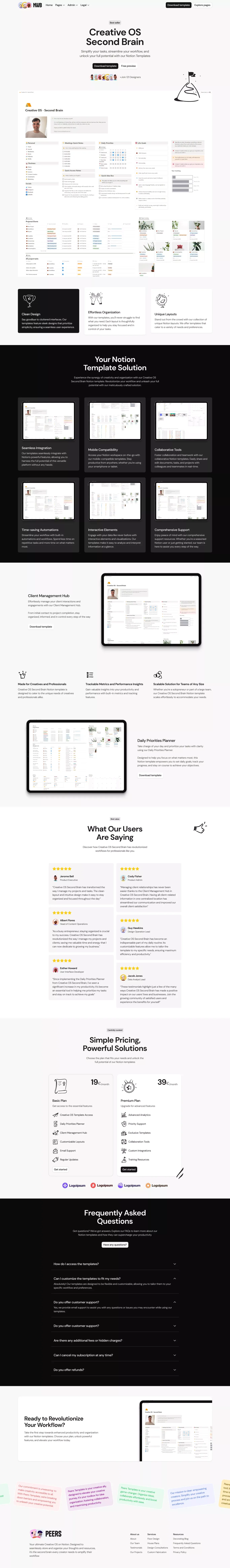 Notion Website Builder - Webflow Ecommerce website template - Template design