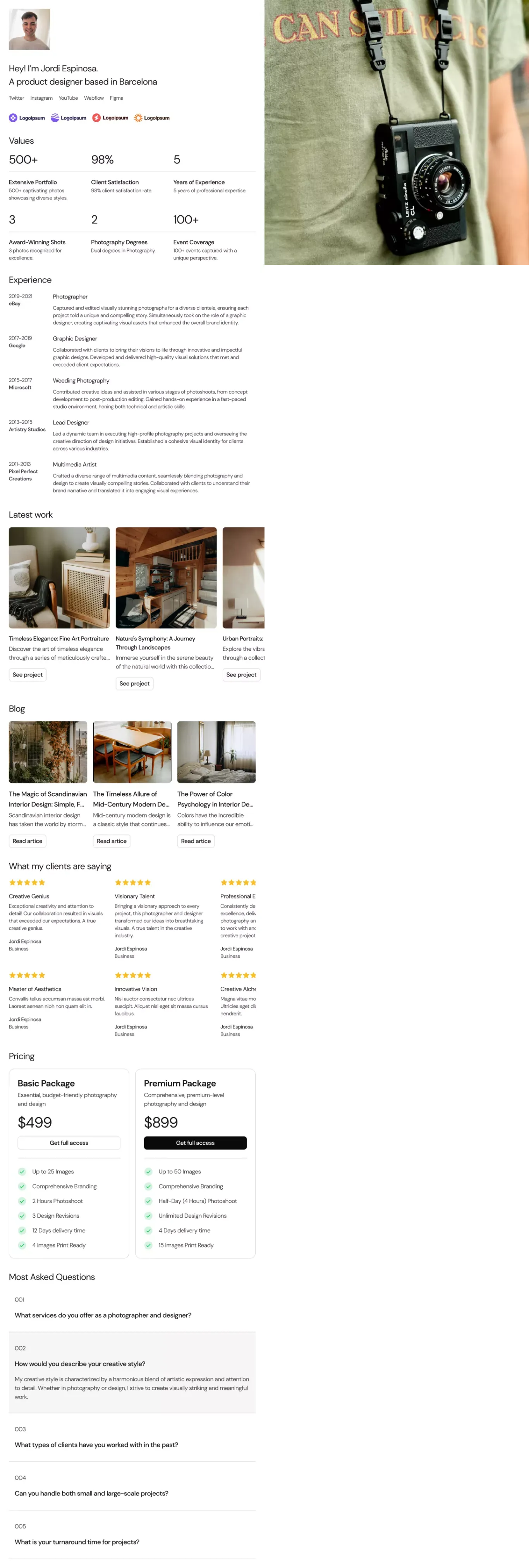 Horizon Folio - Webflow HTML Website Template - Template design