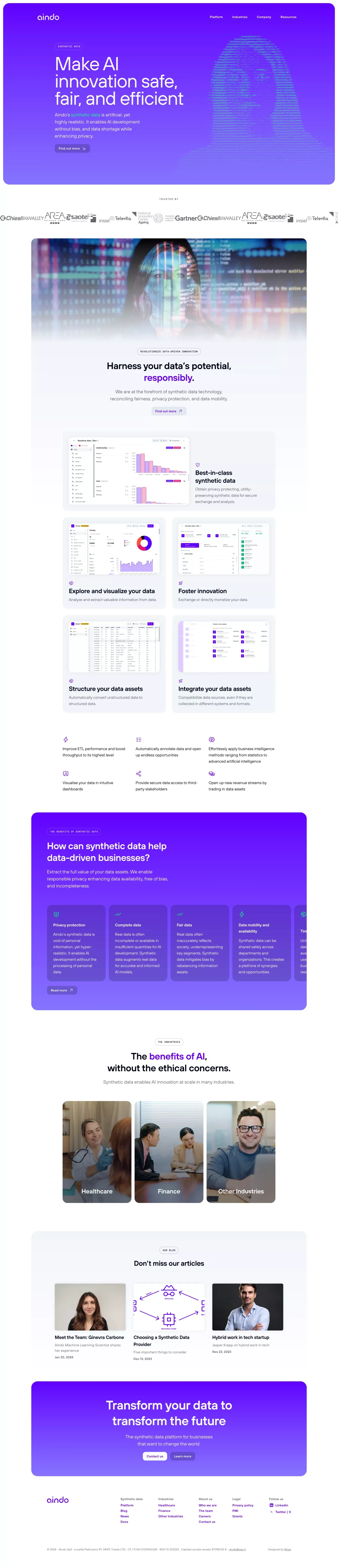 Aindo AI - Your AI partner - Landing design