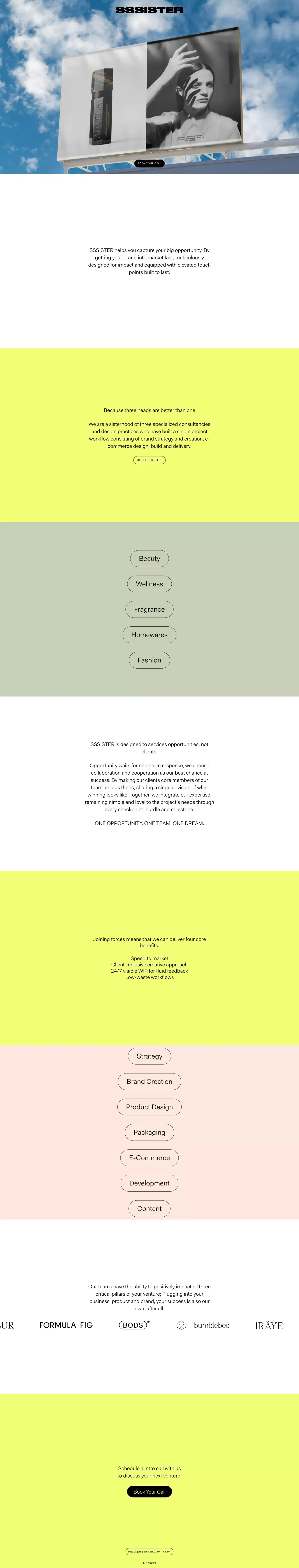 SSSISTER - In Service of Opportunity - Portfolio design