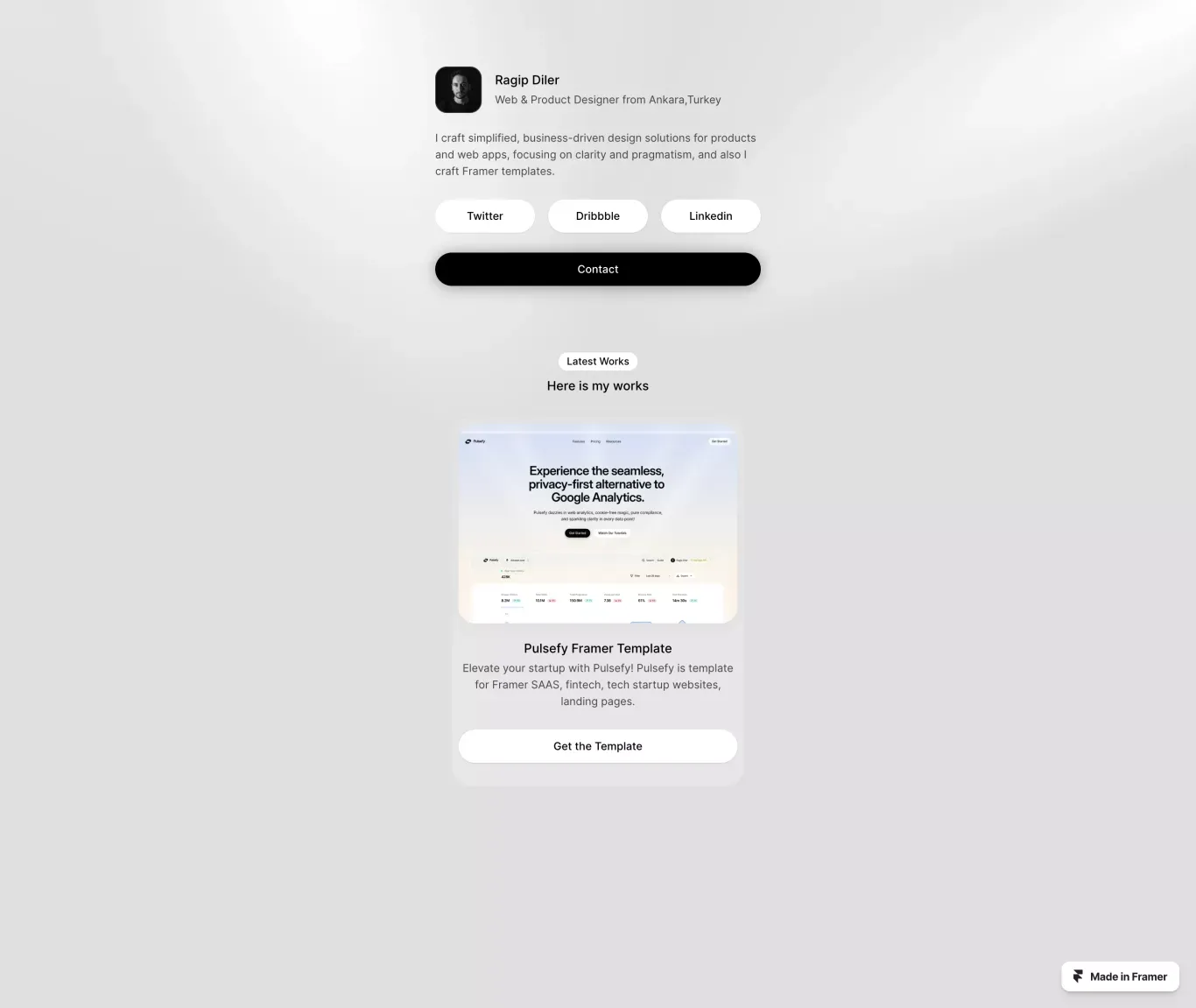 Ragip Diler - Web & Product Designer - Portfolio design