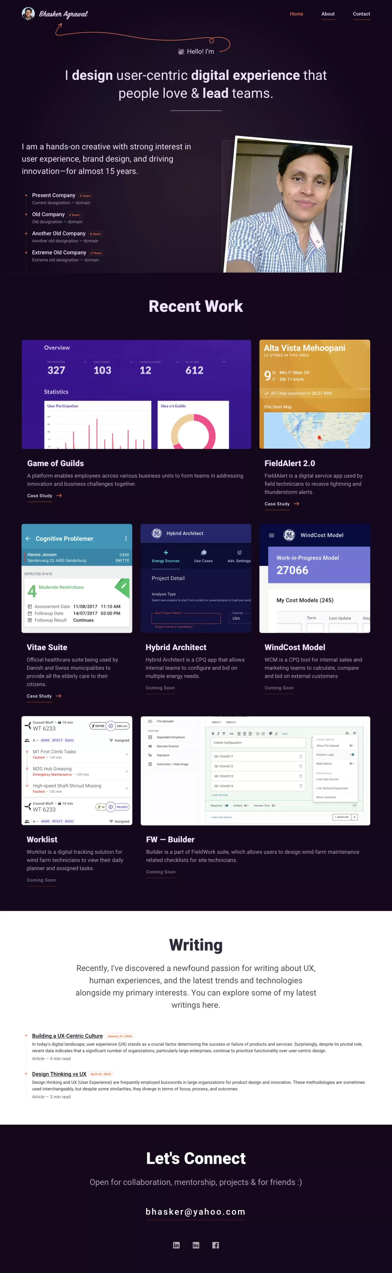UX Portfolio of Bhasker Agrawal - Portfolio design