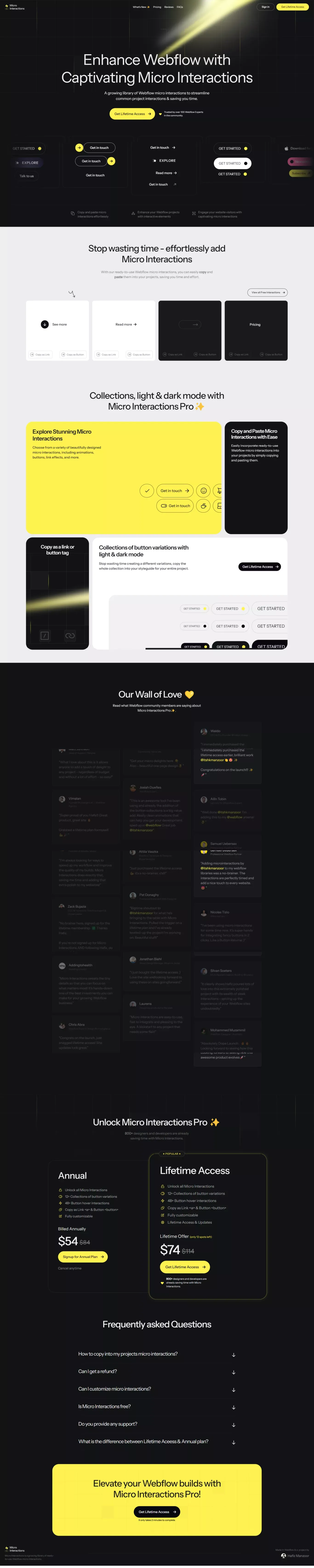 Micro-Interactions Pro ✨ for Webflow - Landing design