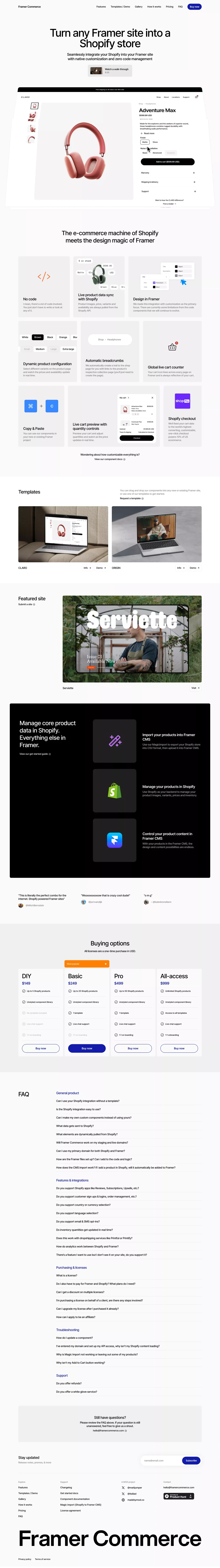 Framer Commerce - Landing design