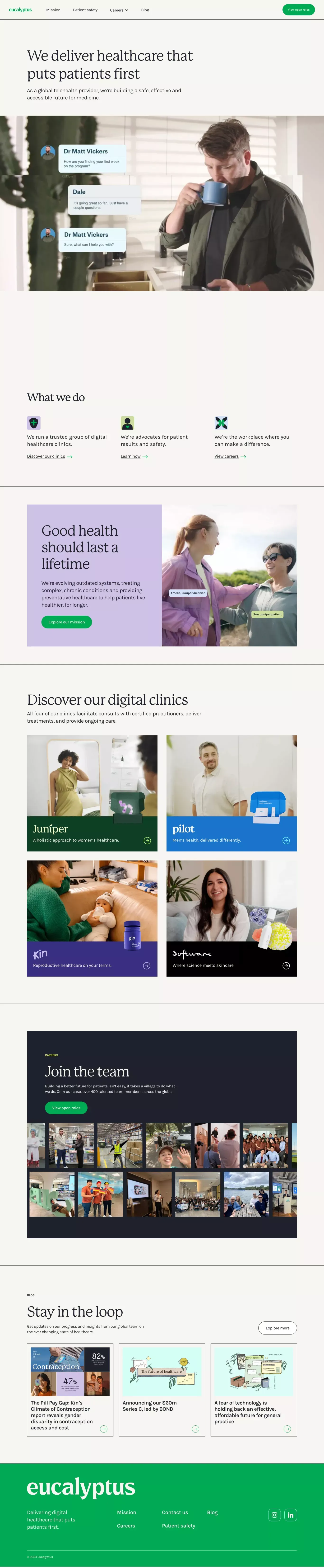 Eucalyptus | Digital Healthcare That Puts Patients First - Landing design