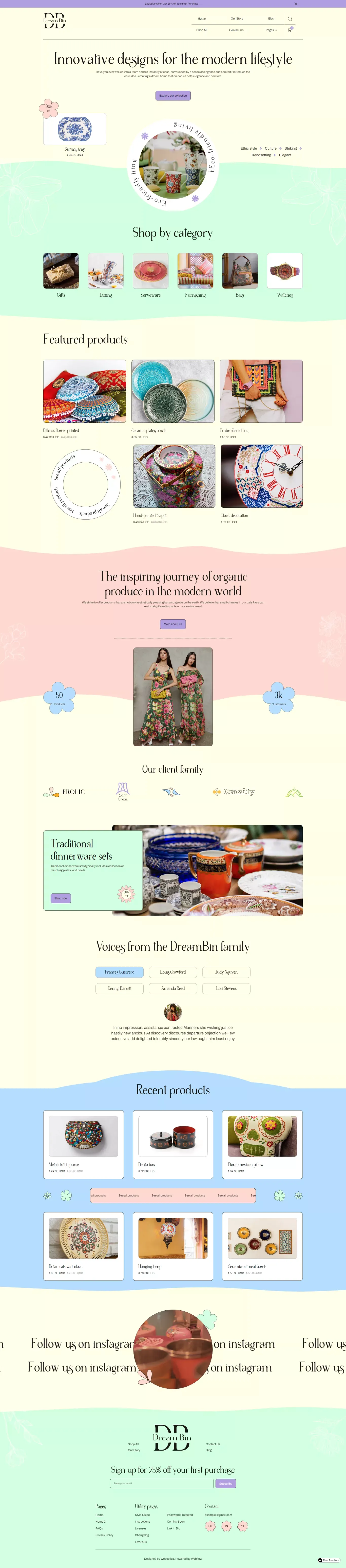 Dreambin - Webflow Ecommerce website template - Ecommerce design