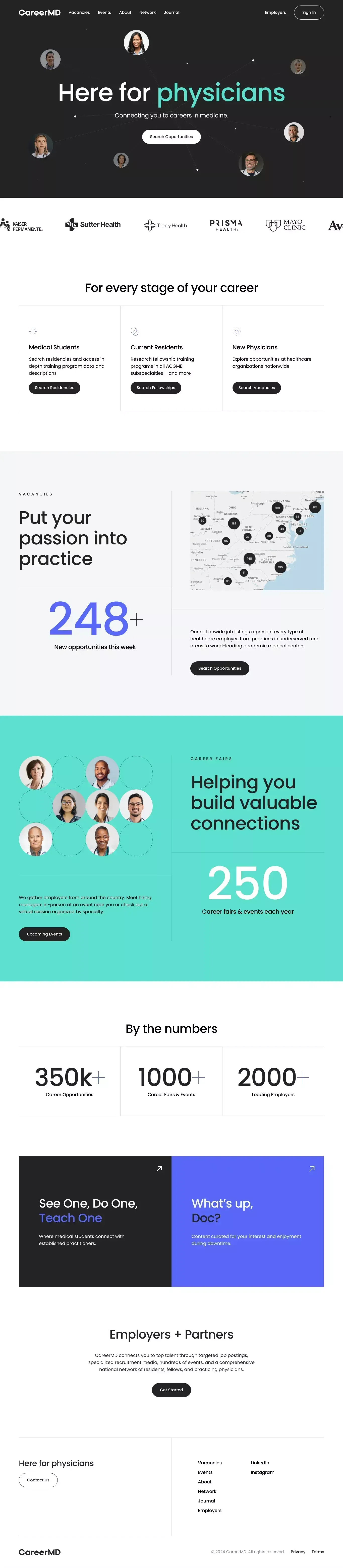 Career tools for Physicians | CareerMD - Landing design