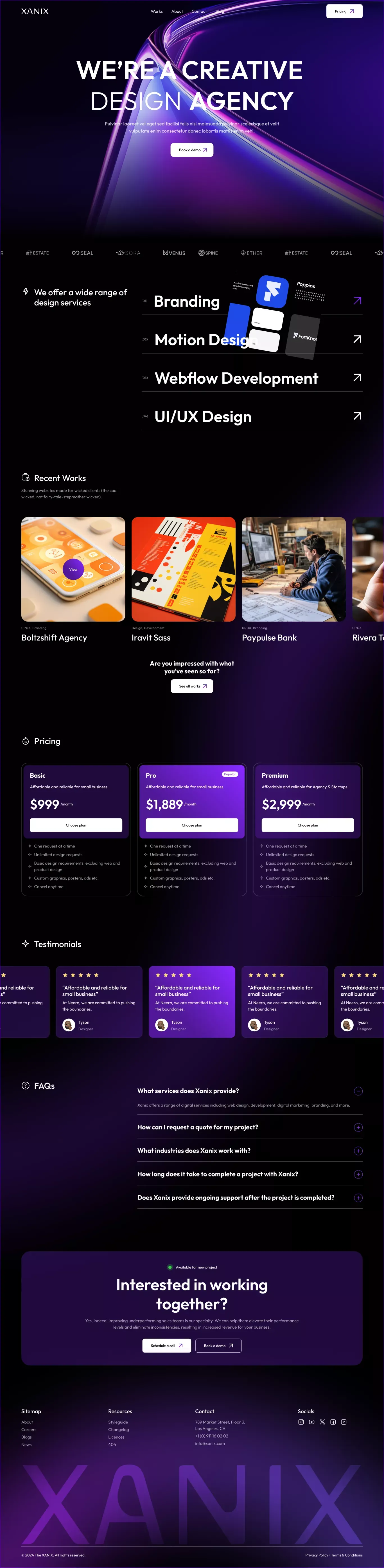 Xanix - Webflow HTML  website template - Template design