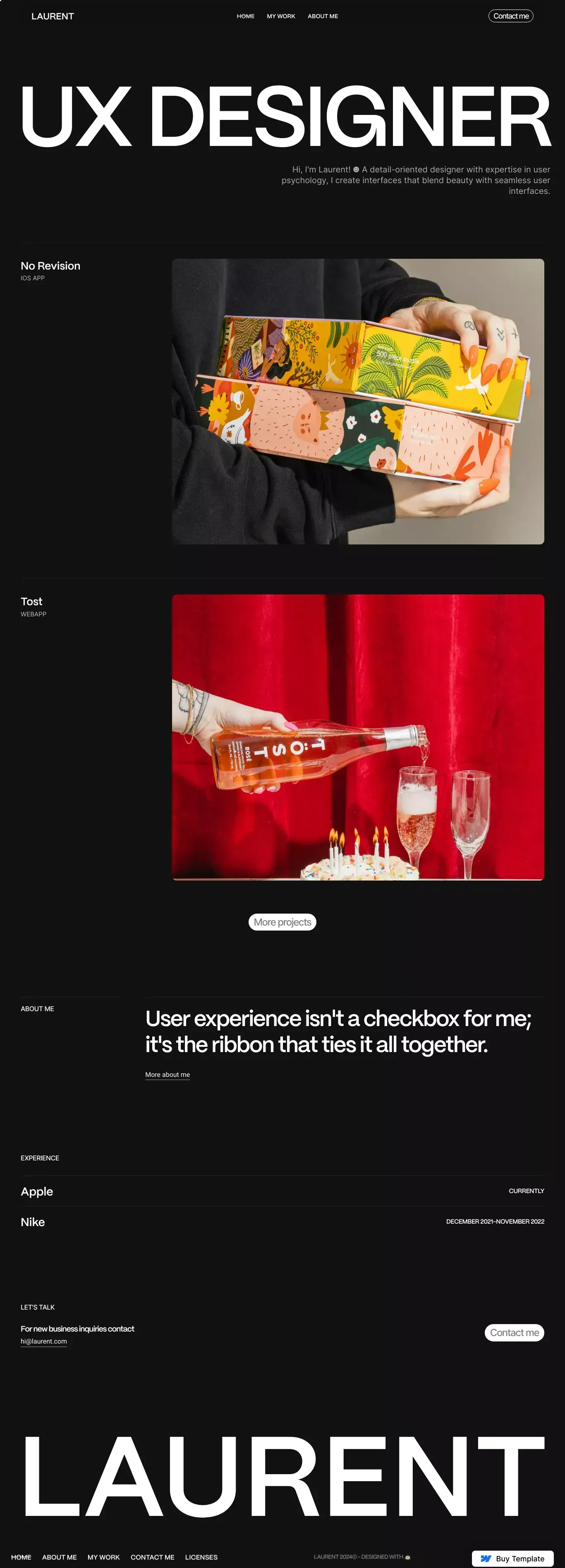 Laurent Portfolio - Webflow HTML website template - website design