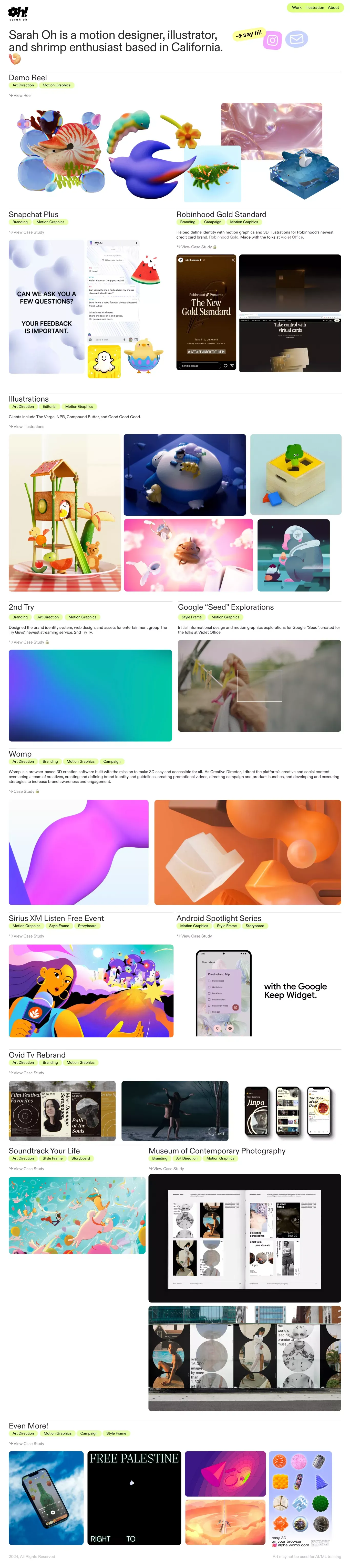 Sarah Oh - Portfolio design
