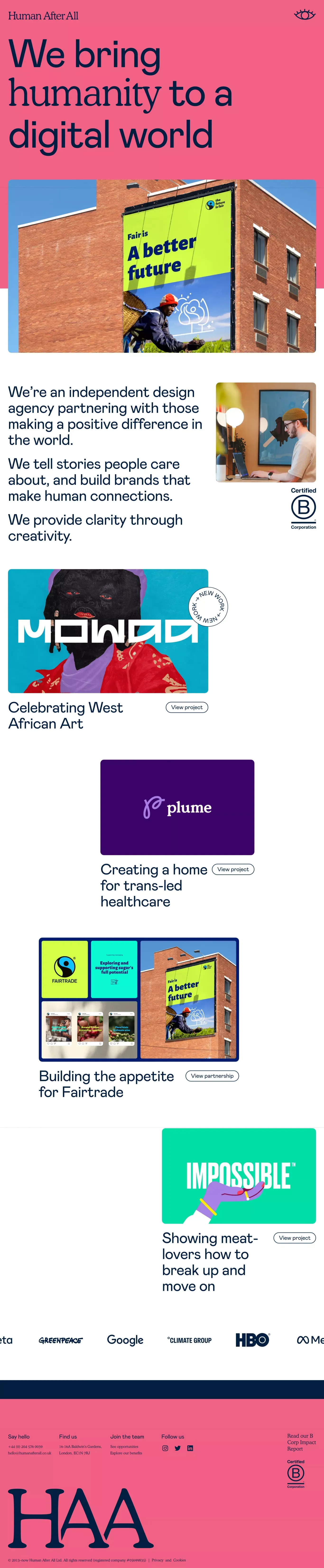 We are Human After All — a design agency in London - Portfolio design