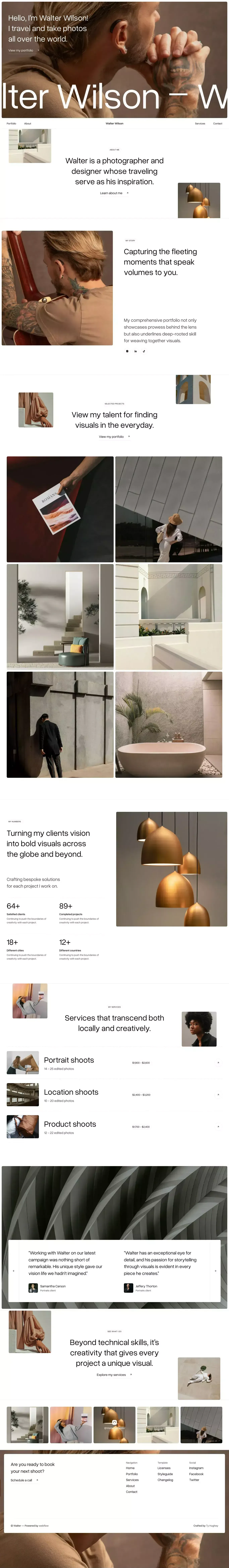 Walter Photography - Webflow HTML website template - Template design