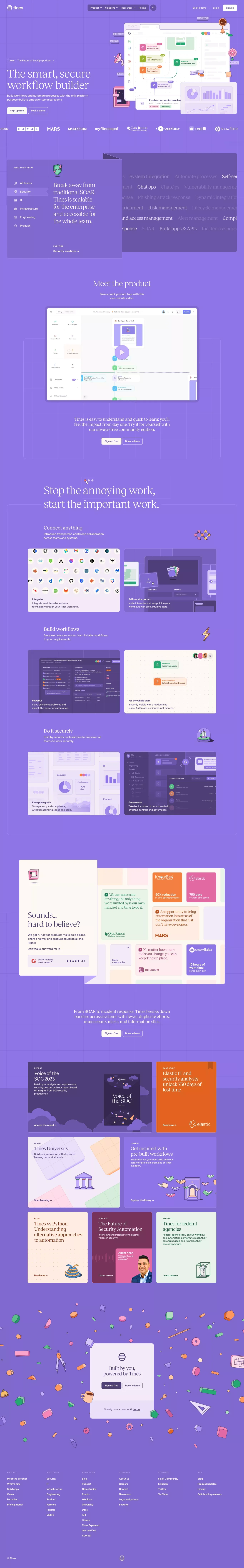 Tines | The smart, secure workflow builder - Landing design