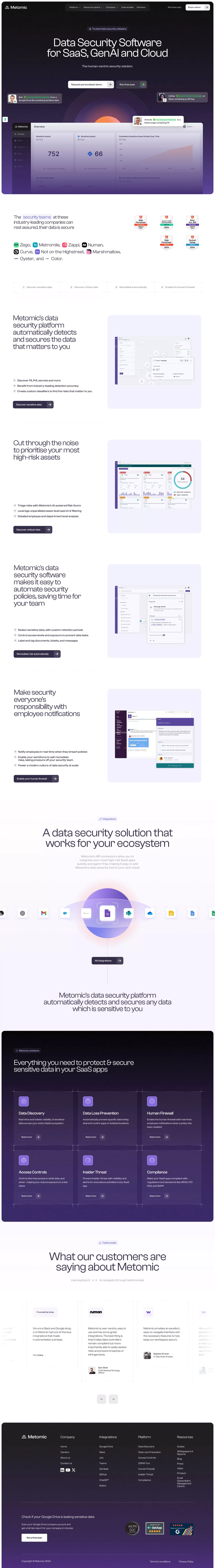 Metomic | Data Security Software for SaaS, GenAI and Cloud - Landing design