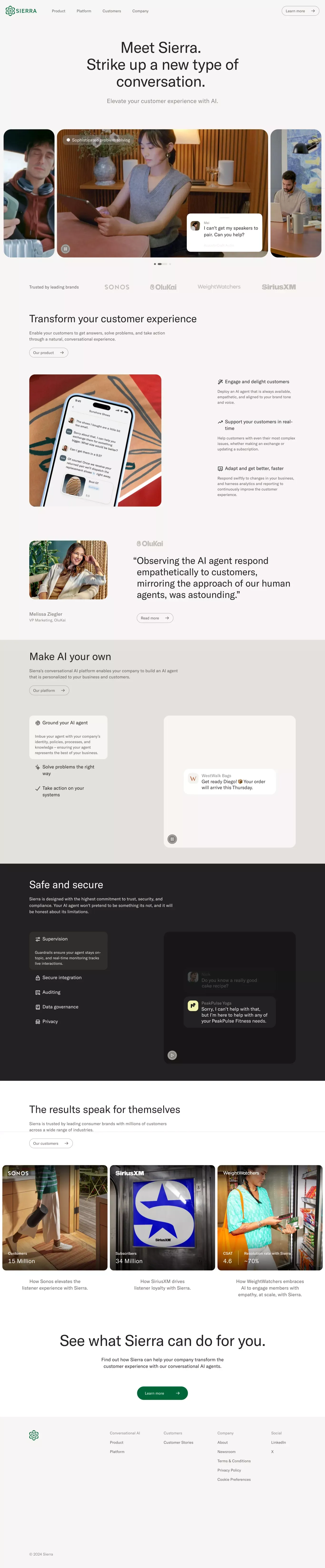 Sierra - The Conversational AI Platform - Landing design