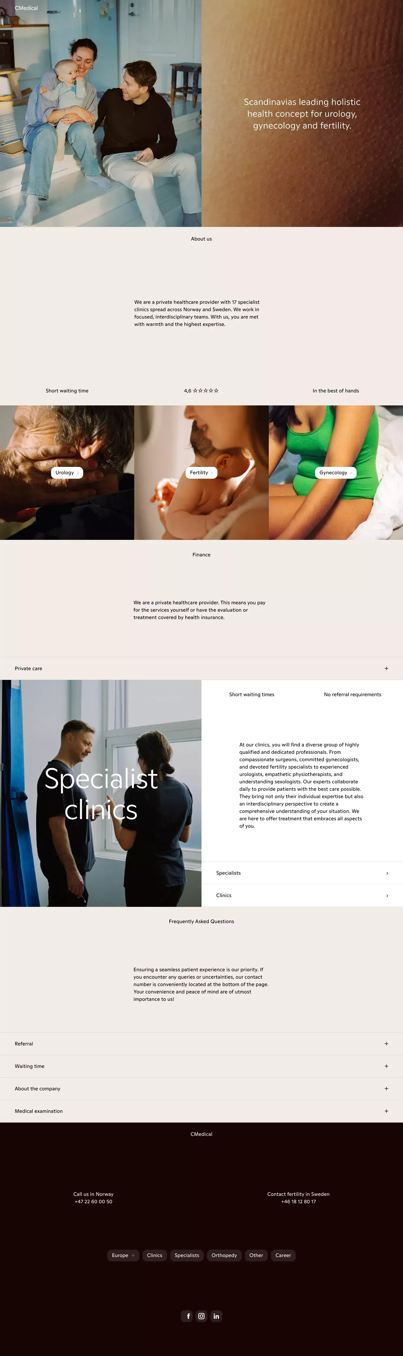 CMedical | Scandinavias leading holistic health concept for urology, gynecology and fertility. - Portfolio design