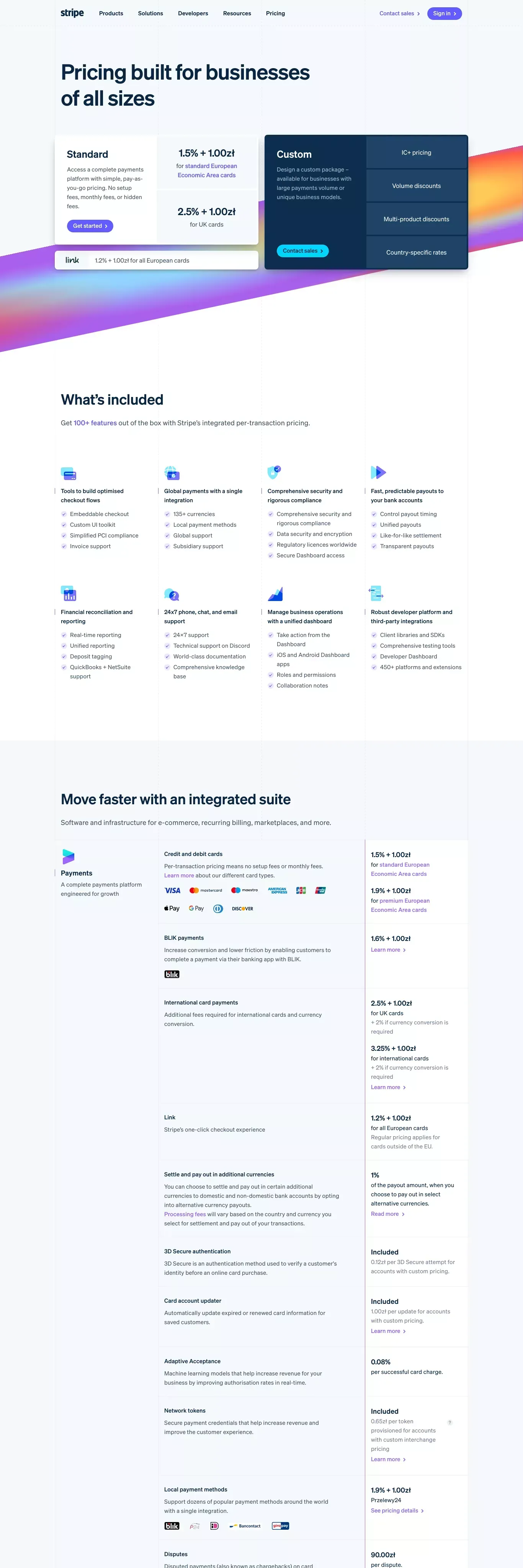 Pricing & Fees | Stripe Official Site - Pricing design