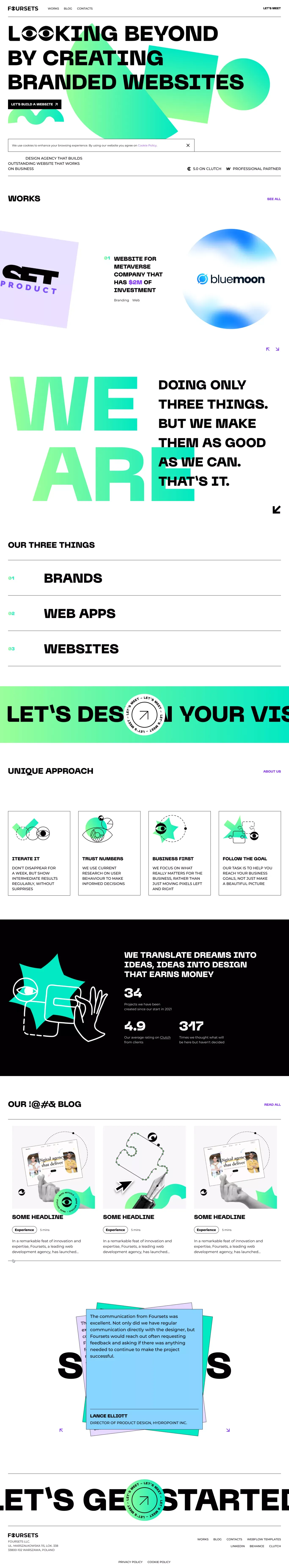 Foursets - Design and Webflow website development agency - Portfolio design