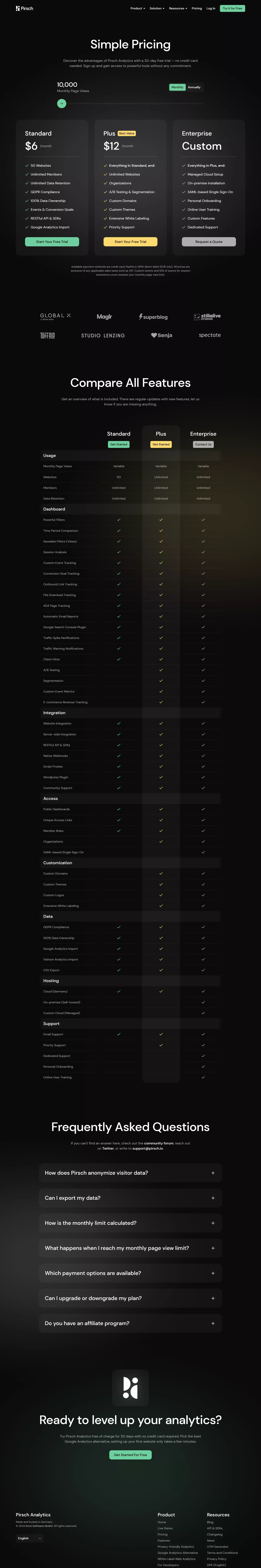 Simple Pricing – Pirsch Analytics - Pricing design